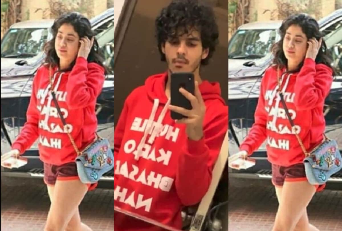 Janhvi Kapoor and Ishaan Khatter twinning in red