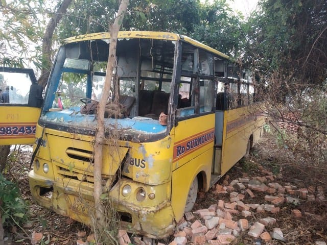 Private vehicle collided with school bus