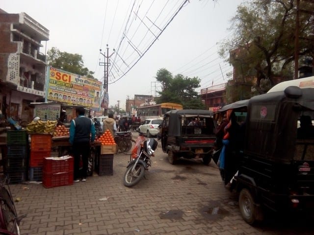 Shops on the sidewalk, shops are disturbed
