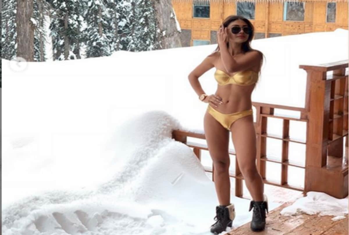 Sreejita De targetted by troll for posing in gold bikini at minus 10 degree Celsius