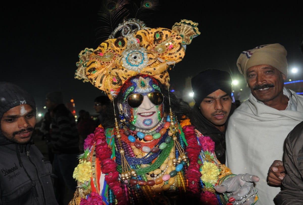 Unique Baba in Kumbh Mela 2019 Drive glasses and flute in hand