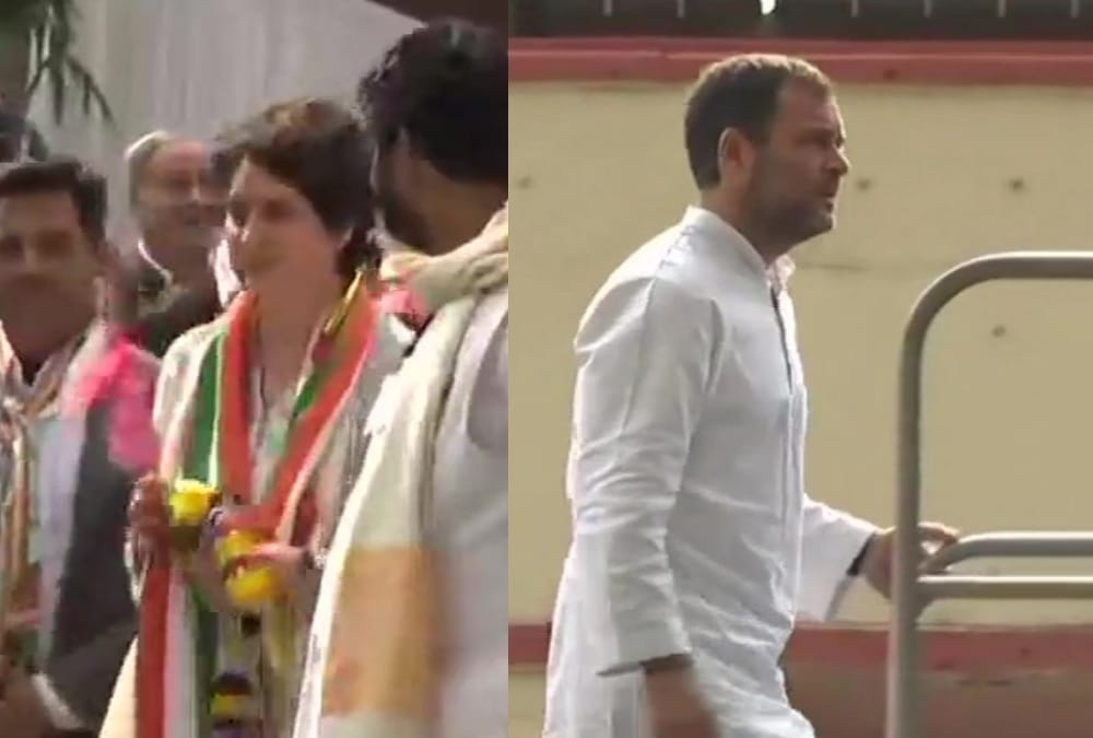 priyanka leaves for jaipur while rahul back to delhi