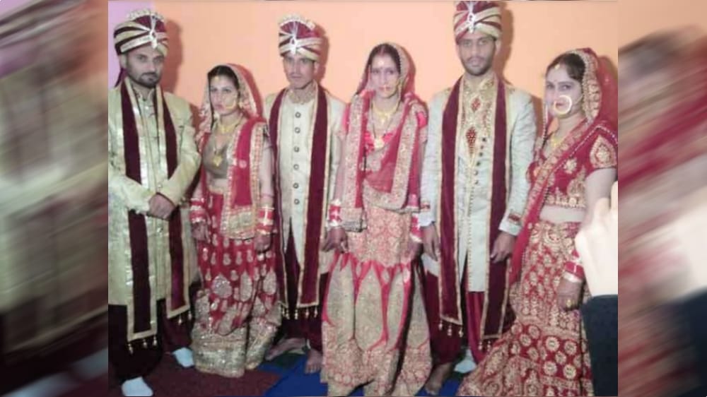 three brides reached groom house with baraat Unique Marriage System