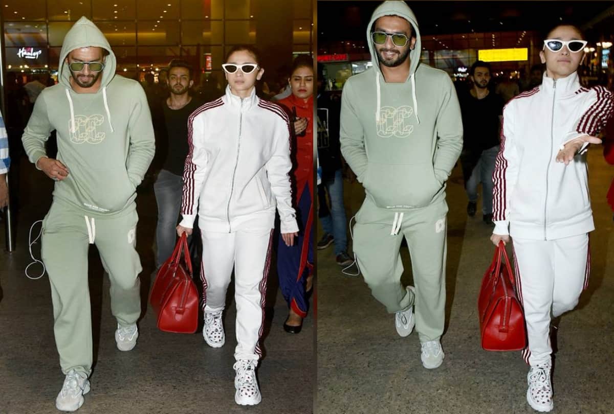 alia and ranveer spotted on airport