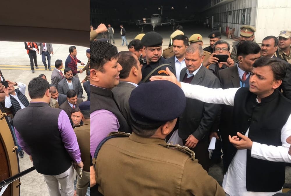 Akhilesh yadav's flight not permitted to fly.