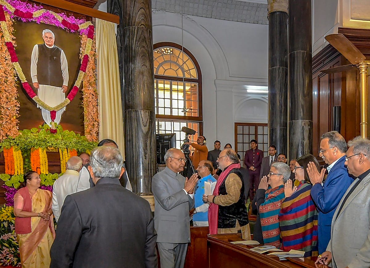 Atal Bihari Vajpayee portrait unveiled at Central Hall of Parliament by President Ram Nath Kovind