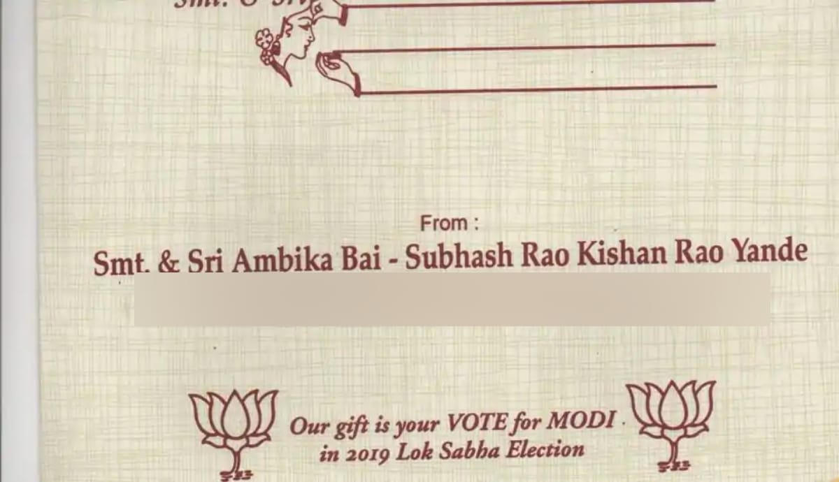 Hyderabad bridegroom asks vote for Modi in his wedding card