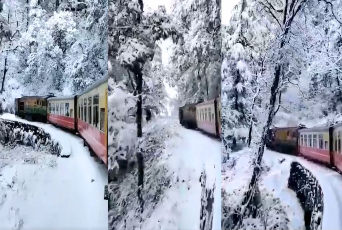 beautiful Video of the train running on the snow laden Shimla track