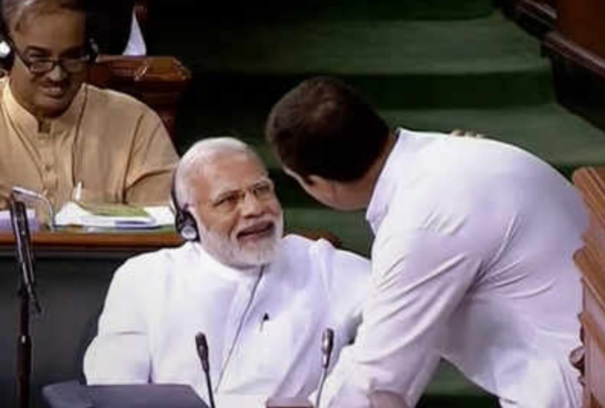On hug day congress shares rahul hugs pm modi video and attacks bjp and says lets hug dont hate