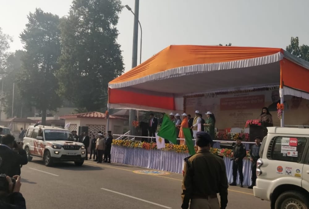 yogi adityanath flags off motor car rally in lucknow.