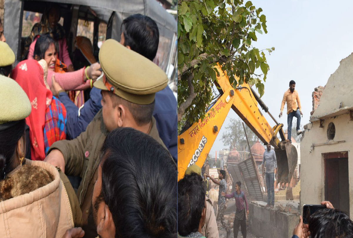 family members misbehaves with officers during removal of encroachment in vrindavan