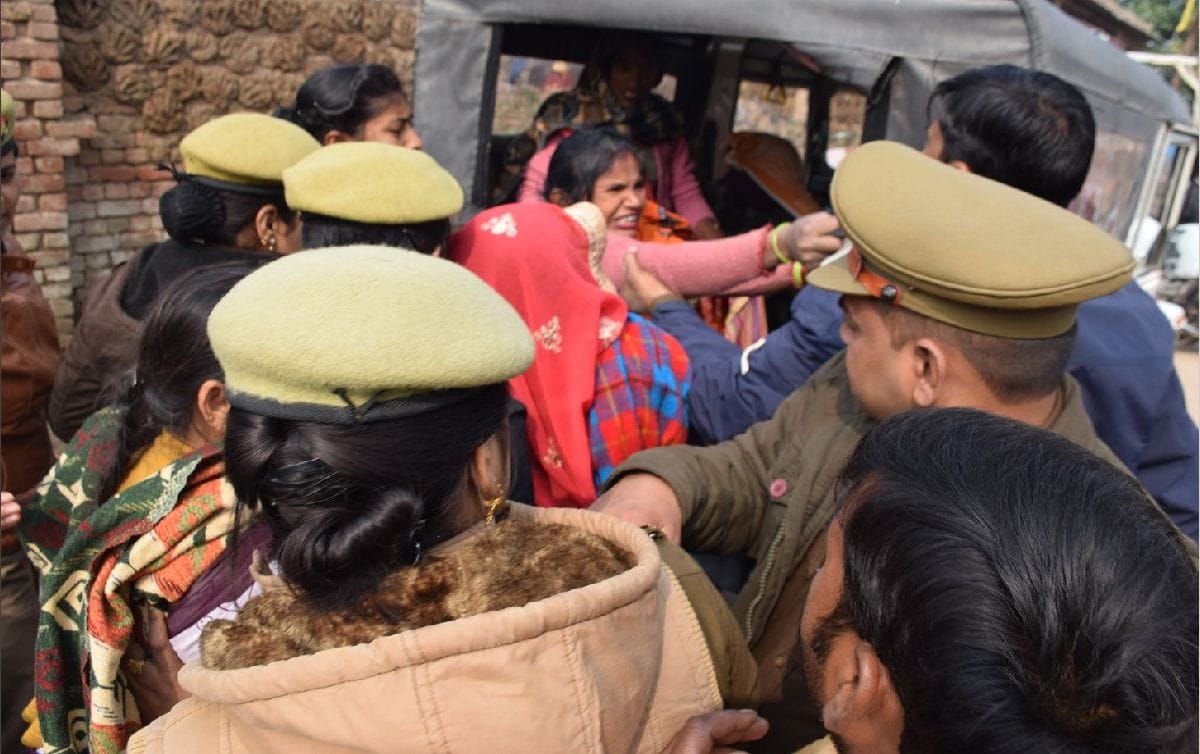 family members misbehaves with officers during removal of encroachment in vrindavan