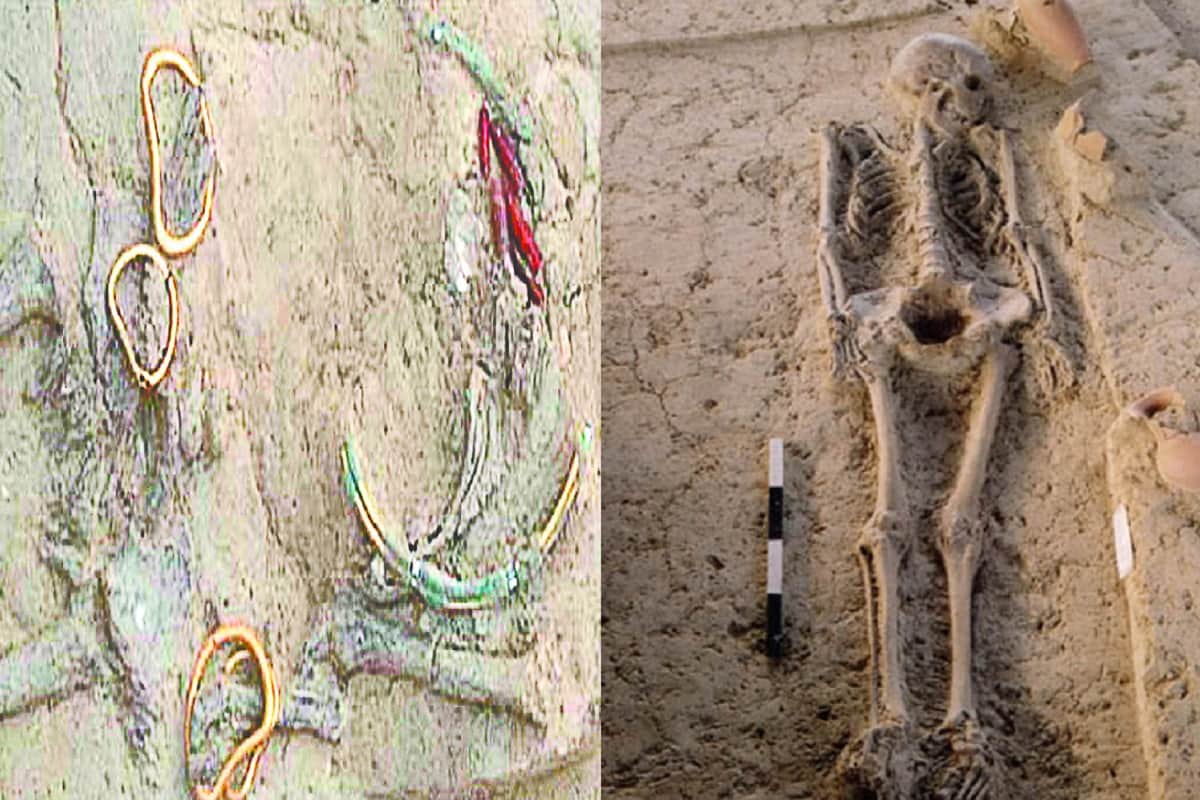 Royal woman skeleton found During the excavation in baraut Baghpat