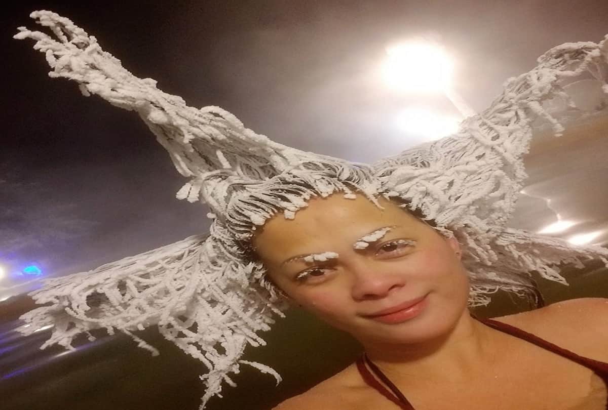Participating in a Hair Freezing Contest in -22°C weather