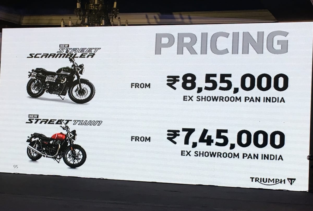 Triumphn india launch 2019 street twin and scrambler here is the details