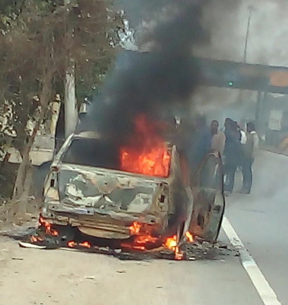 a car burnt