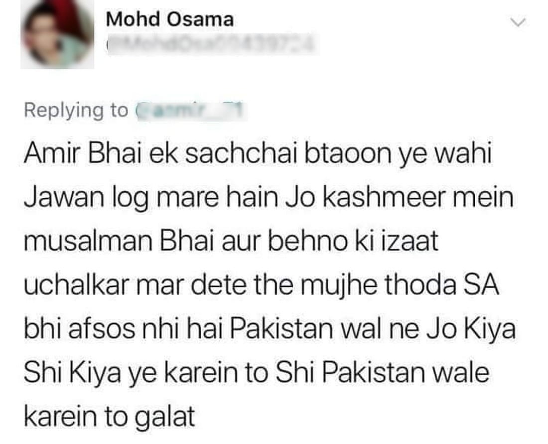 Twit post against Pulwama attack martyred in mau