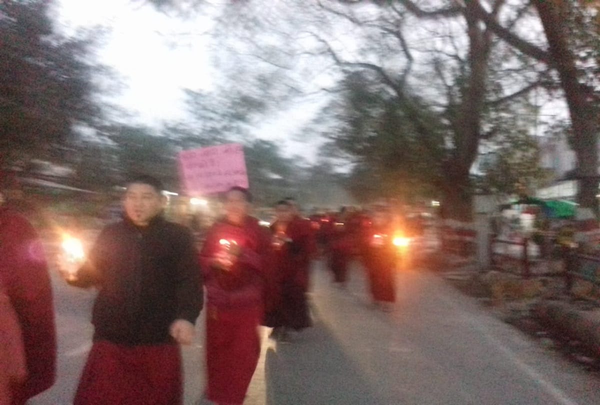 Tibetan students candle light march against terrorism