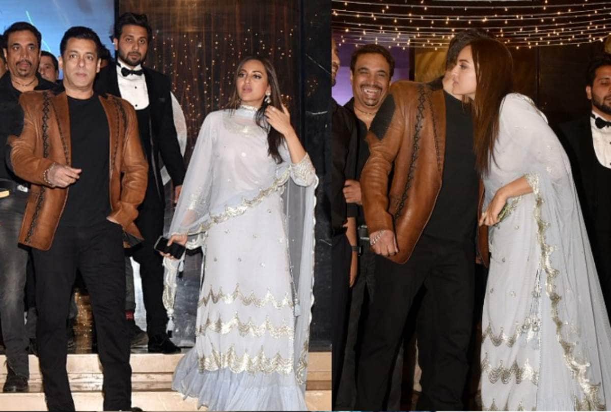 salman khan and sonakshi sinha attend a wedding reception party in mumbai