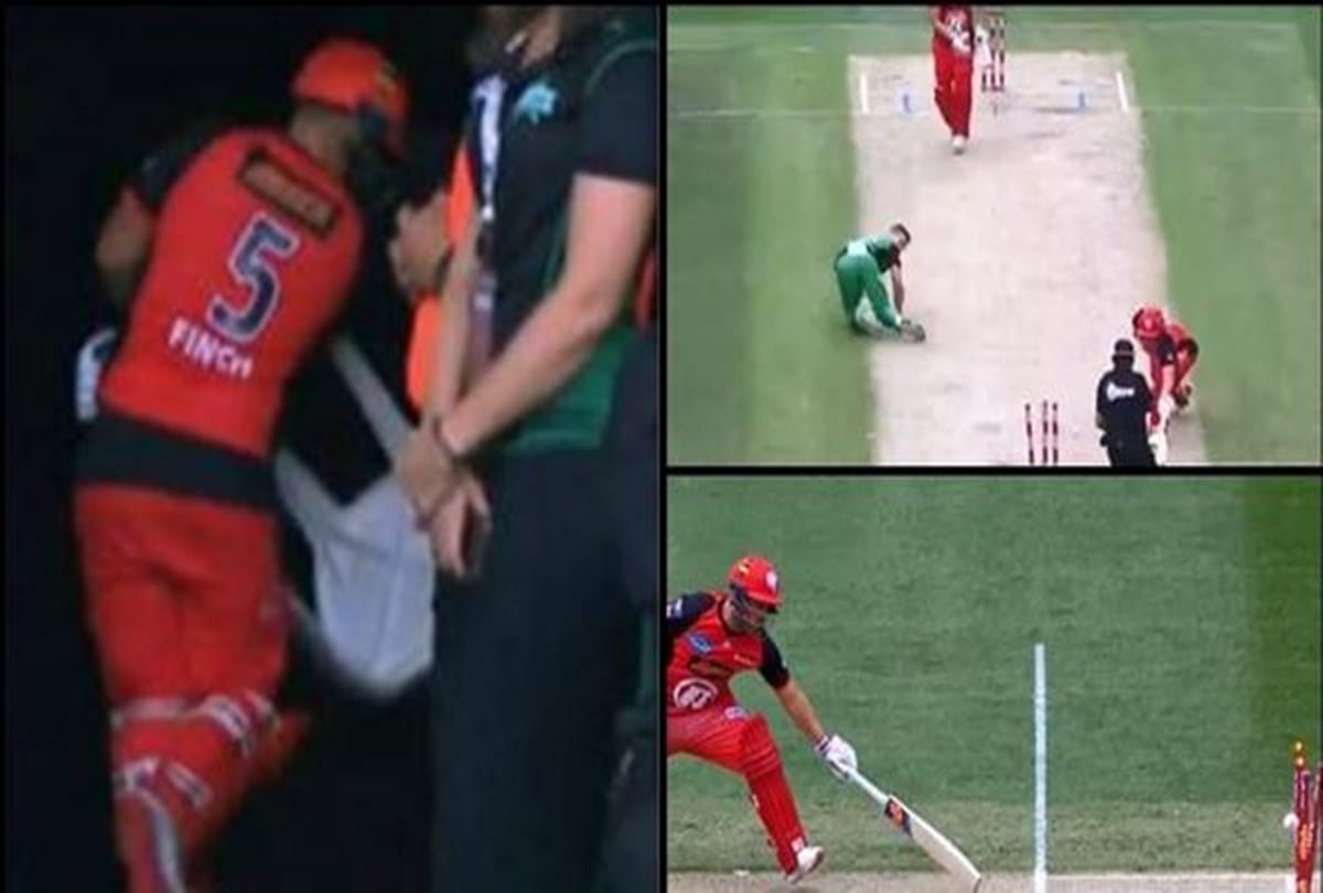 VIDEO: How Aaron finch looses his control after getting run out in final of Big Bash league 2019