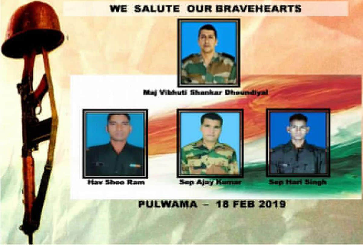 list, details and photo of martyred indian army jawan in encounter of pulwama jammu kashmir