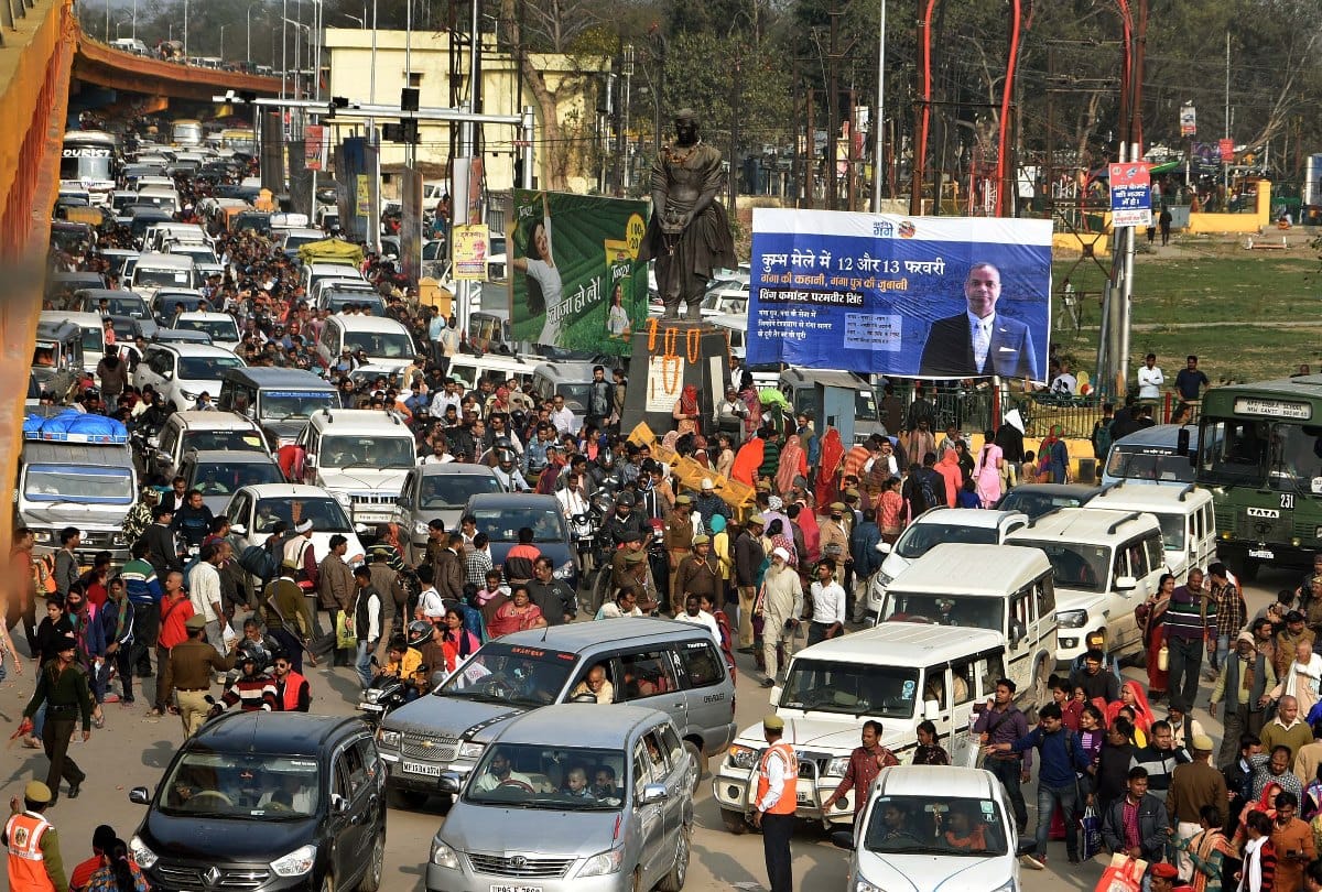 Kumbh 2019: Traffic plan failed and heavy traffic jam in prayagraj city before maghi purnima snan