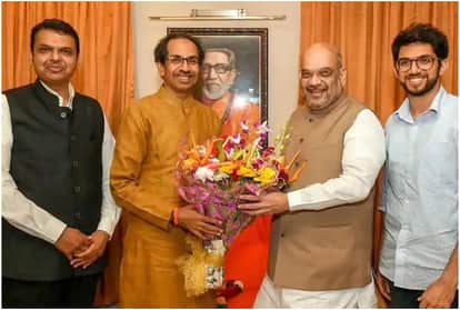 केंद्रीय गृहमंत्री अमित शाह, शिवसेना प्रमुख उद्धव ठाकरे एवं देवेंद्र फडणवीस
