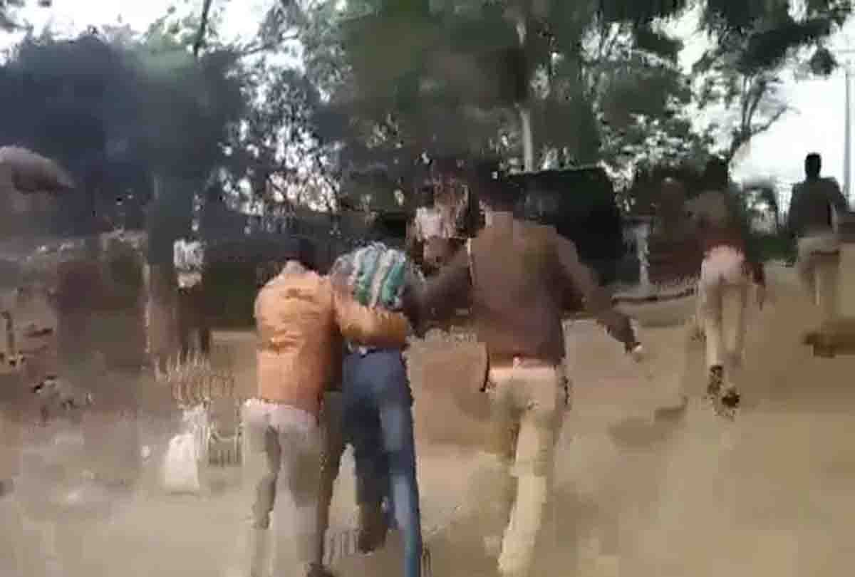 up police dragged army soldier in kanpur dehat