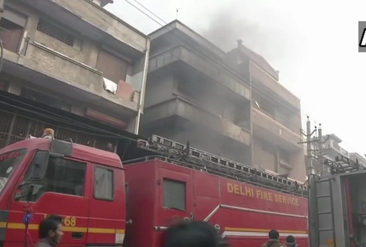 delhi fire breaks out in shoe factory of narela see photos