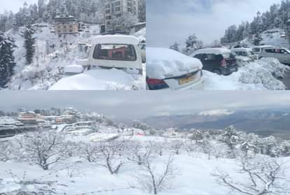 heavy snowfall in tourist place kufri shimla