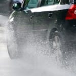 car in rain