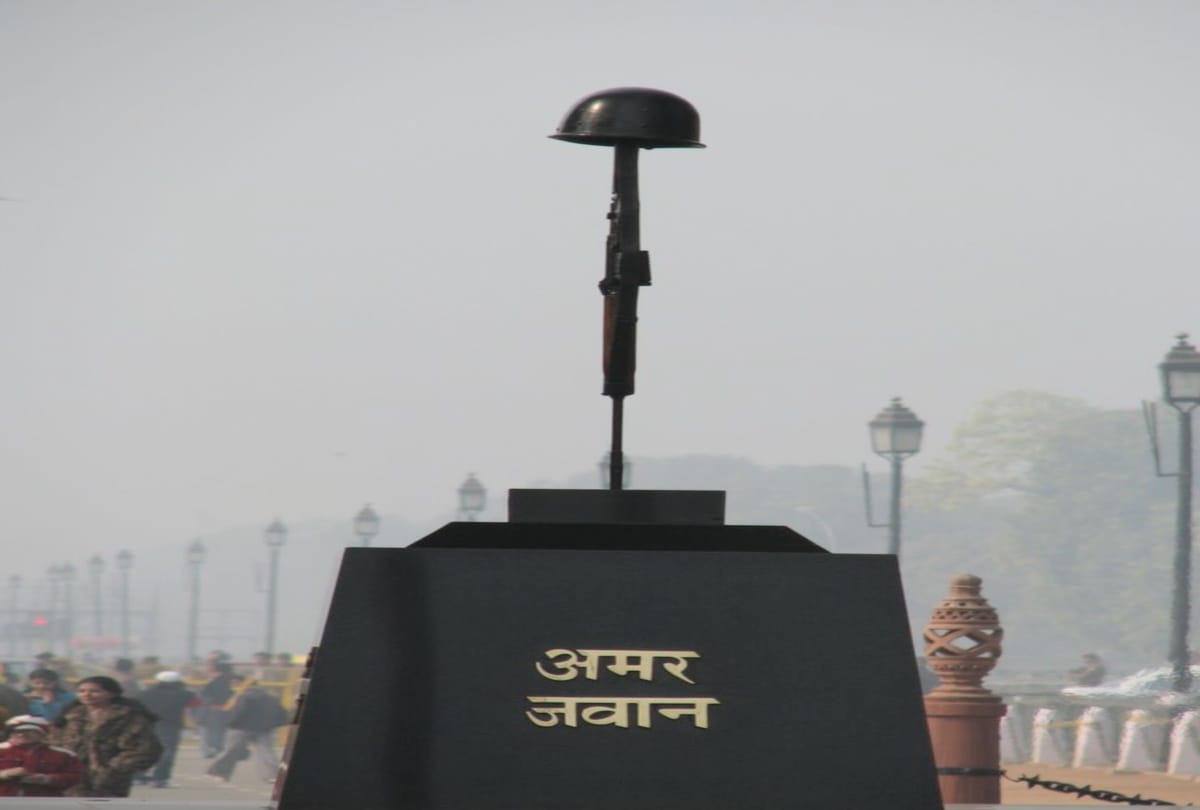Armed Forces today in a ceremony shifted the Inverted Rifle, Helmet from India Gate