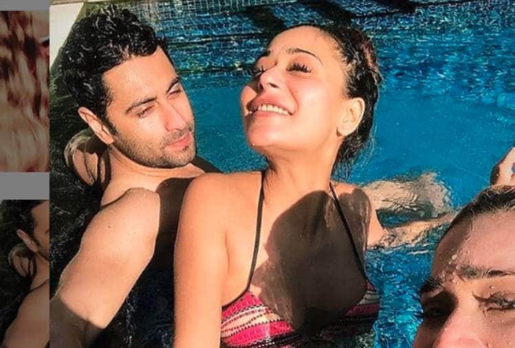 sara khan and ankit gera cozy in swimming pool photo viral