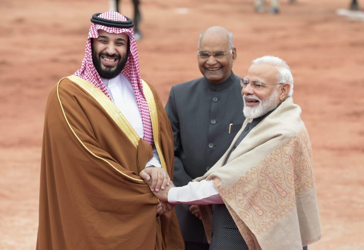 Saudi Arabia Crown Prince Mohammed bin Salman at the Rashtrapati Bhavan