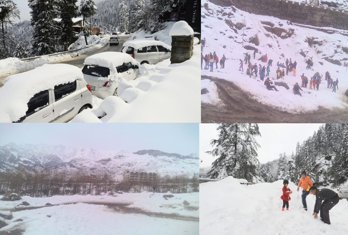 heavy snowfall in himachal and tourist enjoying snowfall