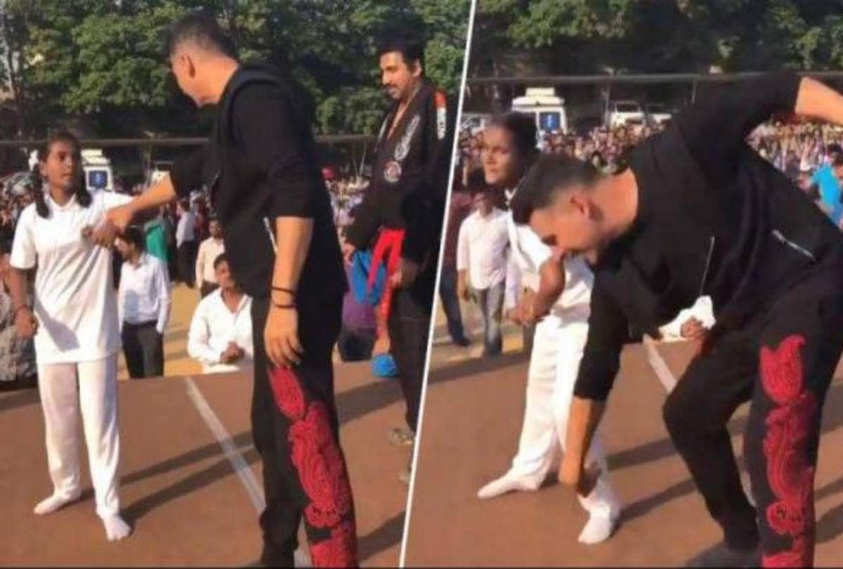 akshay kumar daughter nitra workout training watch video