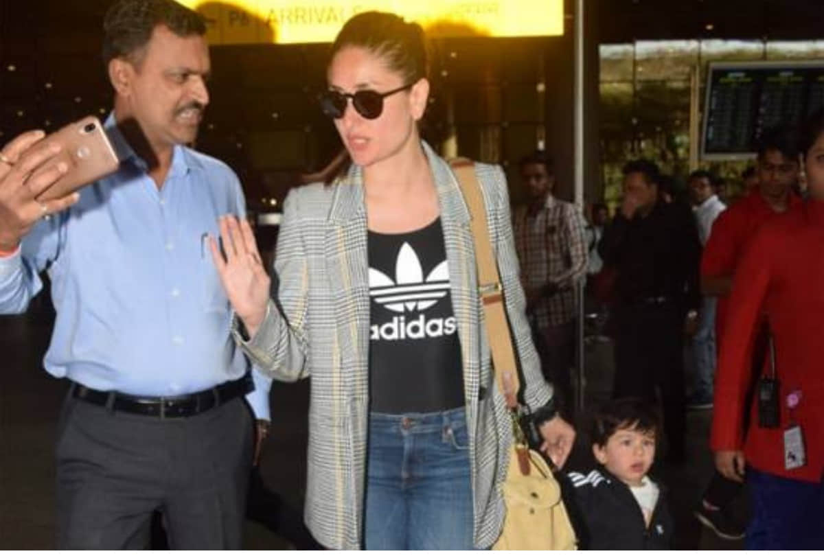 kareena kapoor khan got angry on fan when he was tried to take selfie with taimur ali khan