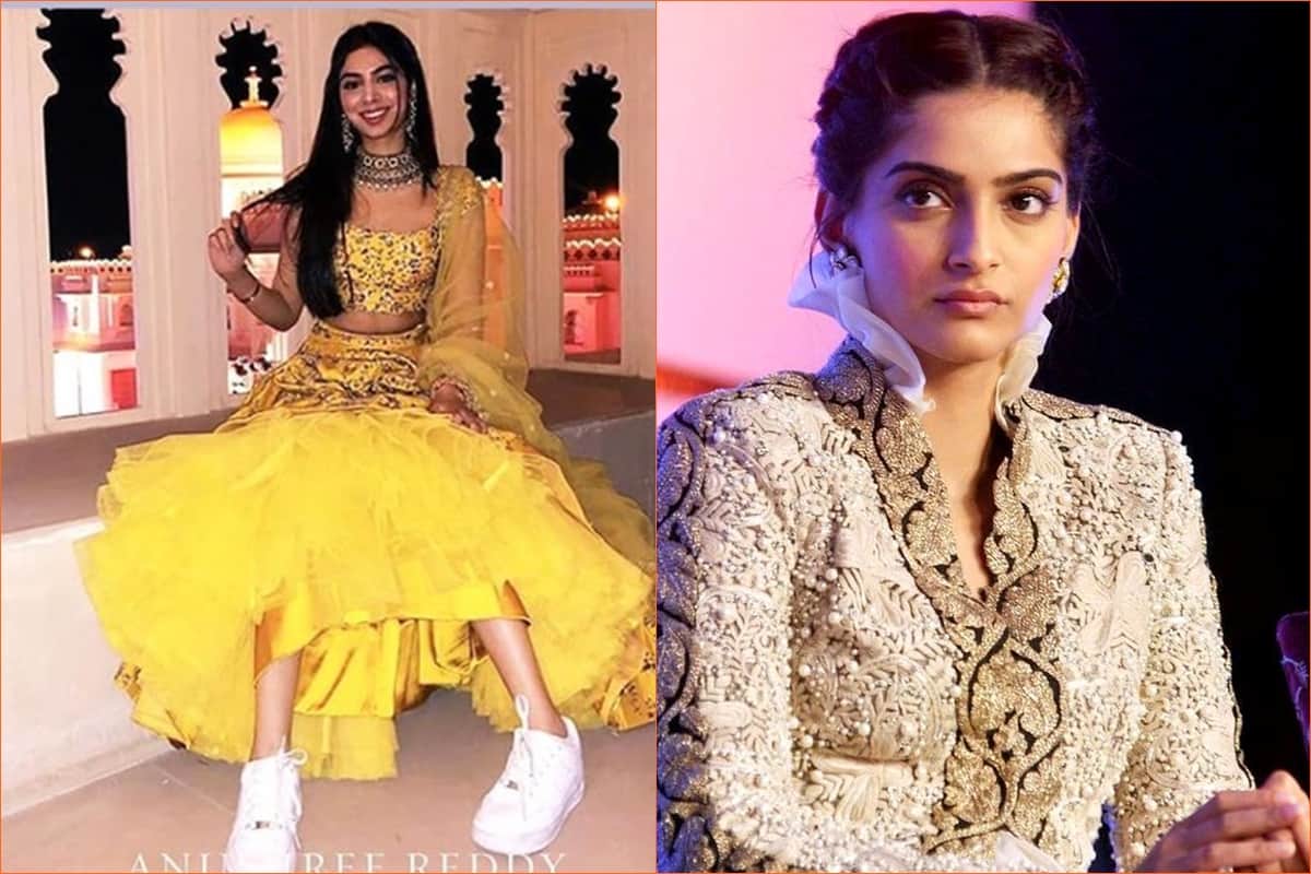 Khushi Kapoor wearing sports shoes with lehenga