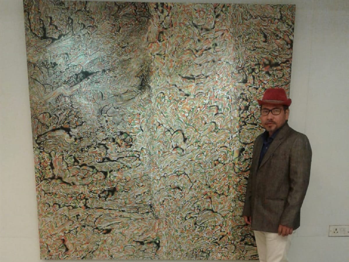 Unique paintings exhibition of young painter Raja Deori  in Azad Bhawan