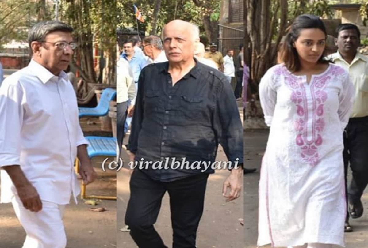 bollywood celebs Salman khan Soni Razdan Bhagyashree attend the funeral of Raj Kumar Barjatya
