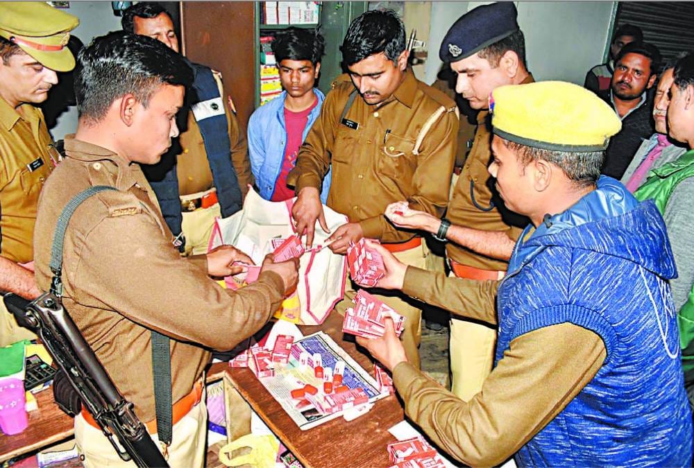 students buying whitener from stationary and intoxicating with it