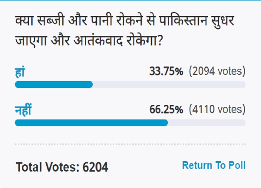 Amar ujala Poll: Pakistan will not stop terrorism by stopping vegetable and water