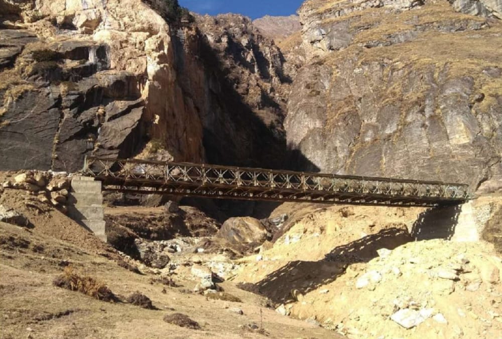 Bridge collapse on  indo china border after Avalanche due to snow storm