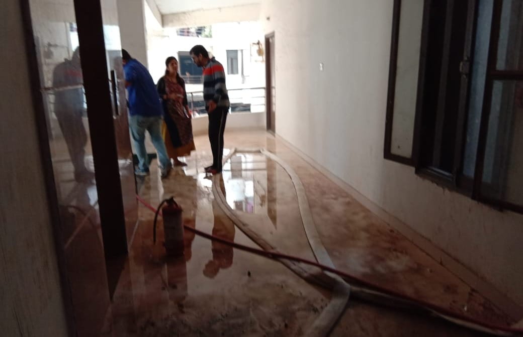 Fire in apartment due to short circuit in varanasi