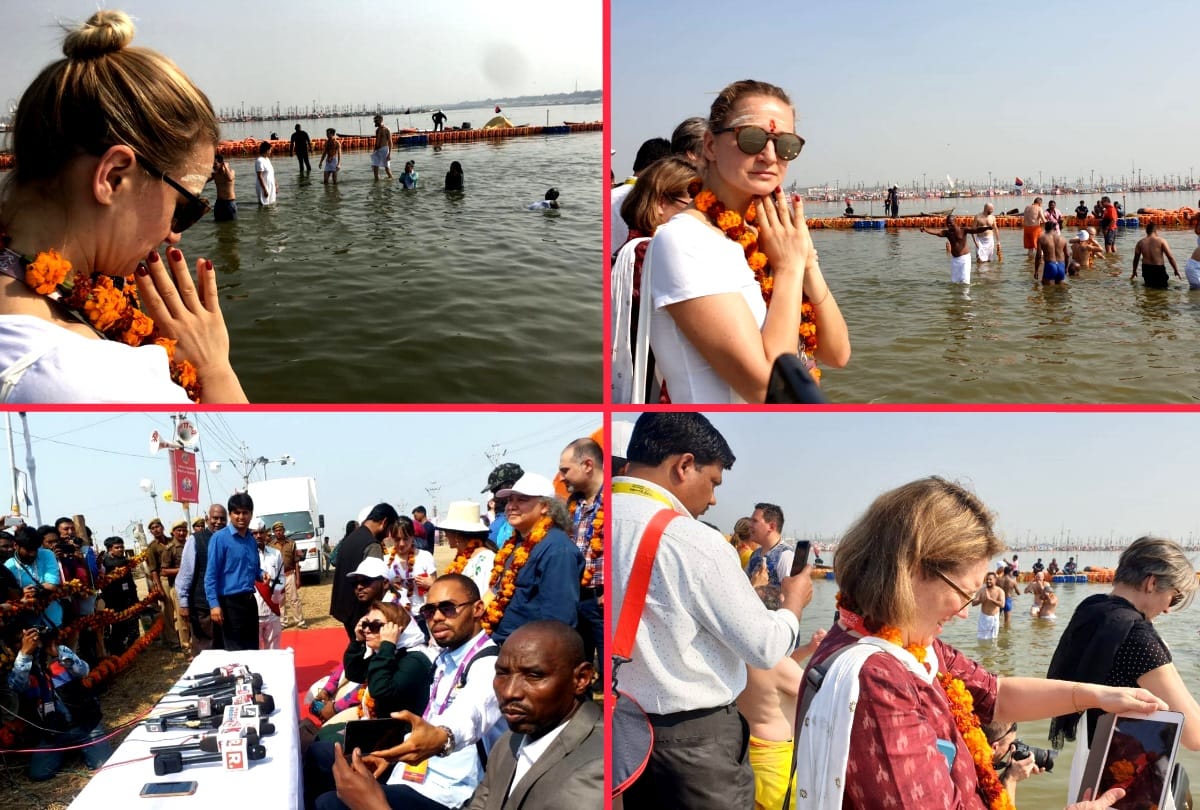 188 foreign deligates reached sangam to see glory of Kumbh Mela Prayagraj