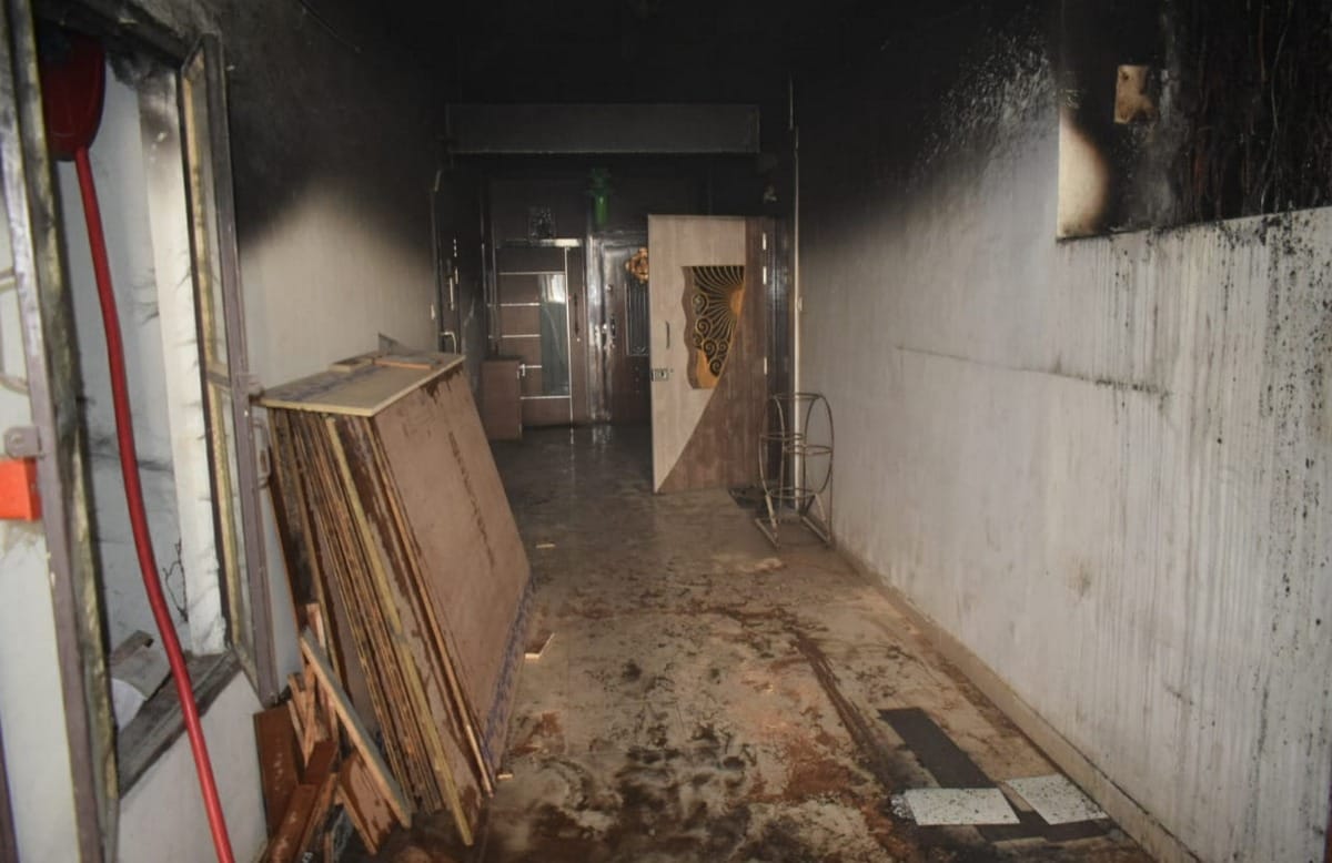 Fire in apartment due to short circuit in varanasi