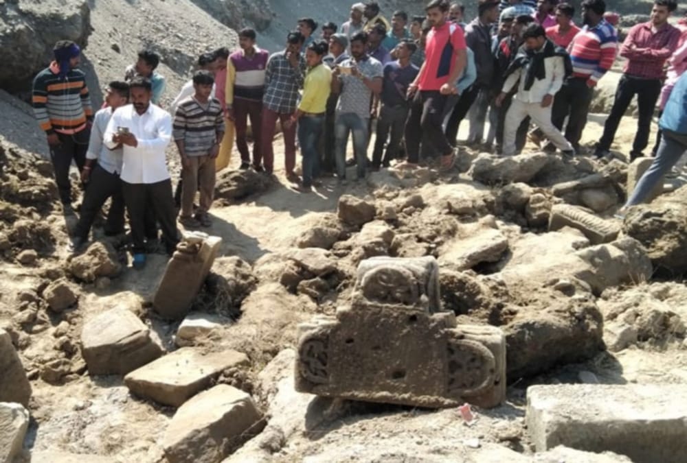 Rare and Antique sculptures found during excavation near river in bajpur