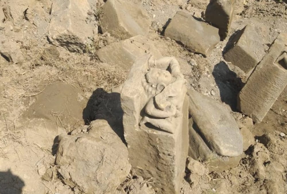 Rare and Antique sculptures found during excavation near river in bajpur