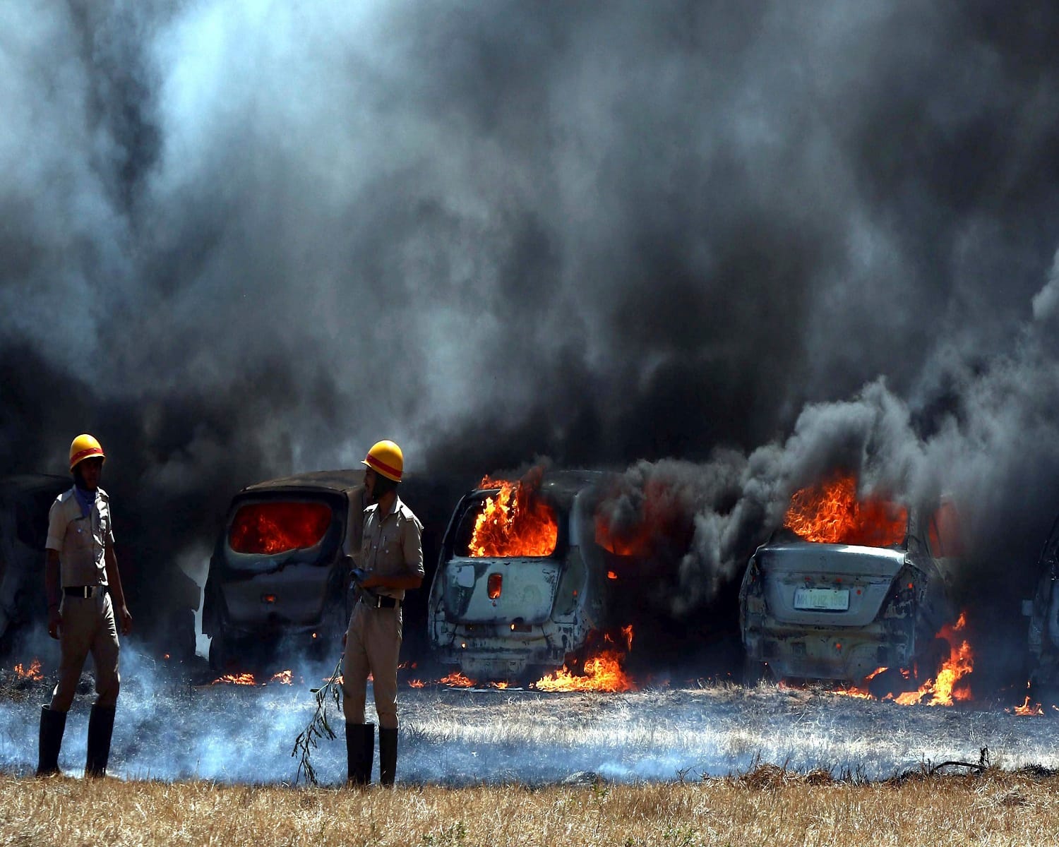 Nearly 300 vehicles destroyed in a fire at parking lot of the venue of Aero India show in Bengaluru