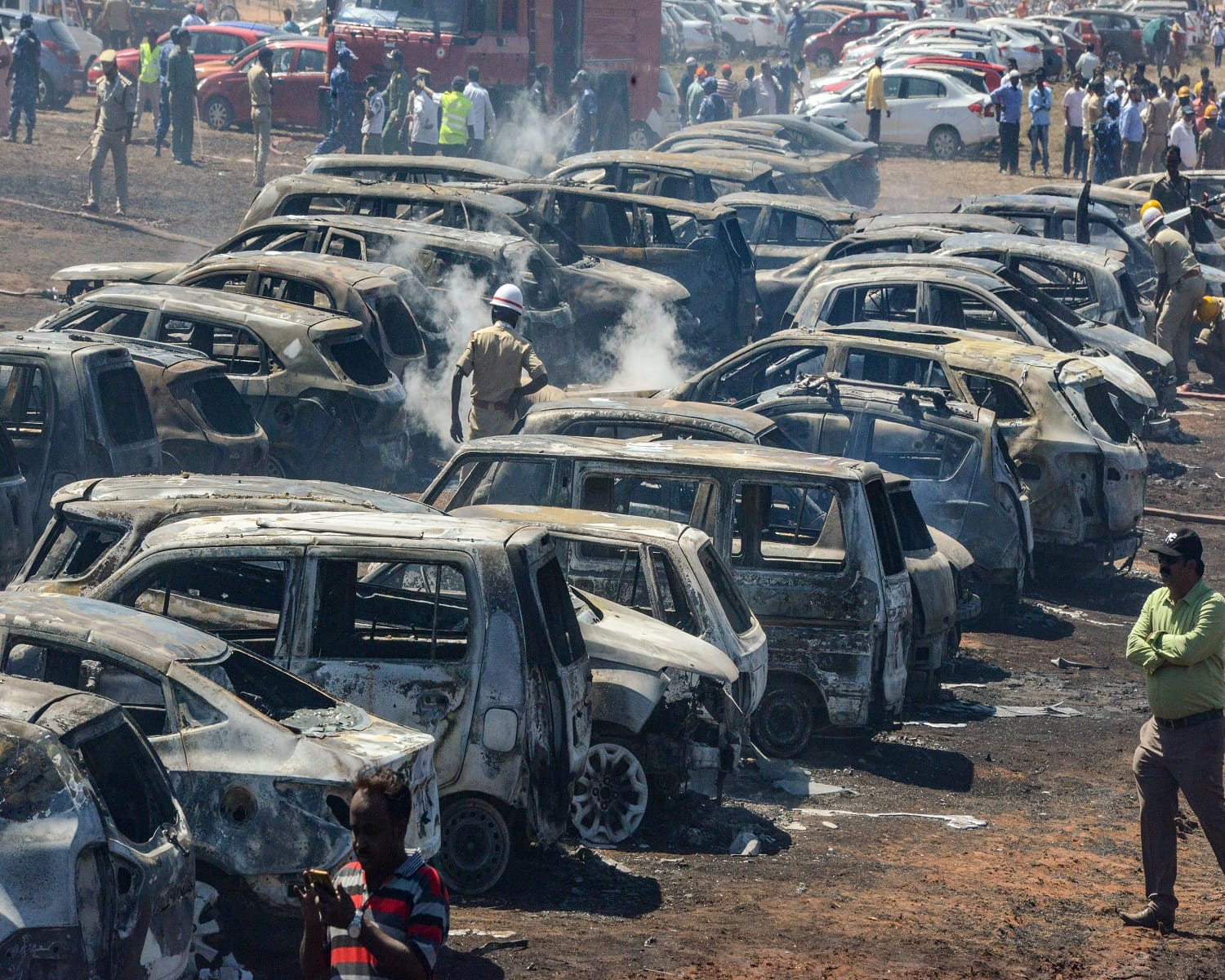 Nearly 300 vehicles destroyed in a fire at parking lot of the venue of Aero India show in Bengaluru
